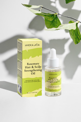 Mora Ata Rosemary Hair and Scalp Strengthening Oil bottle with packaging on a light background