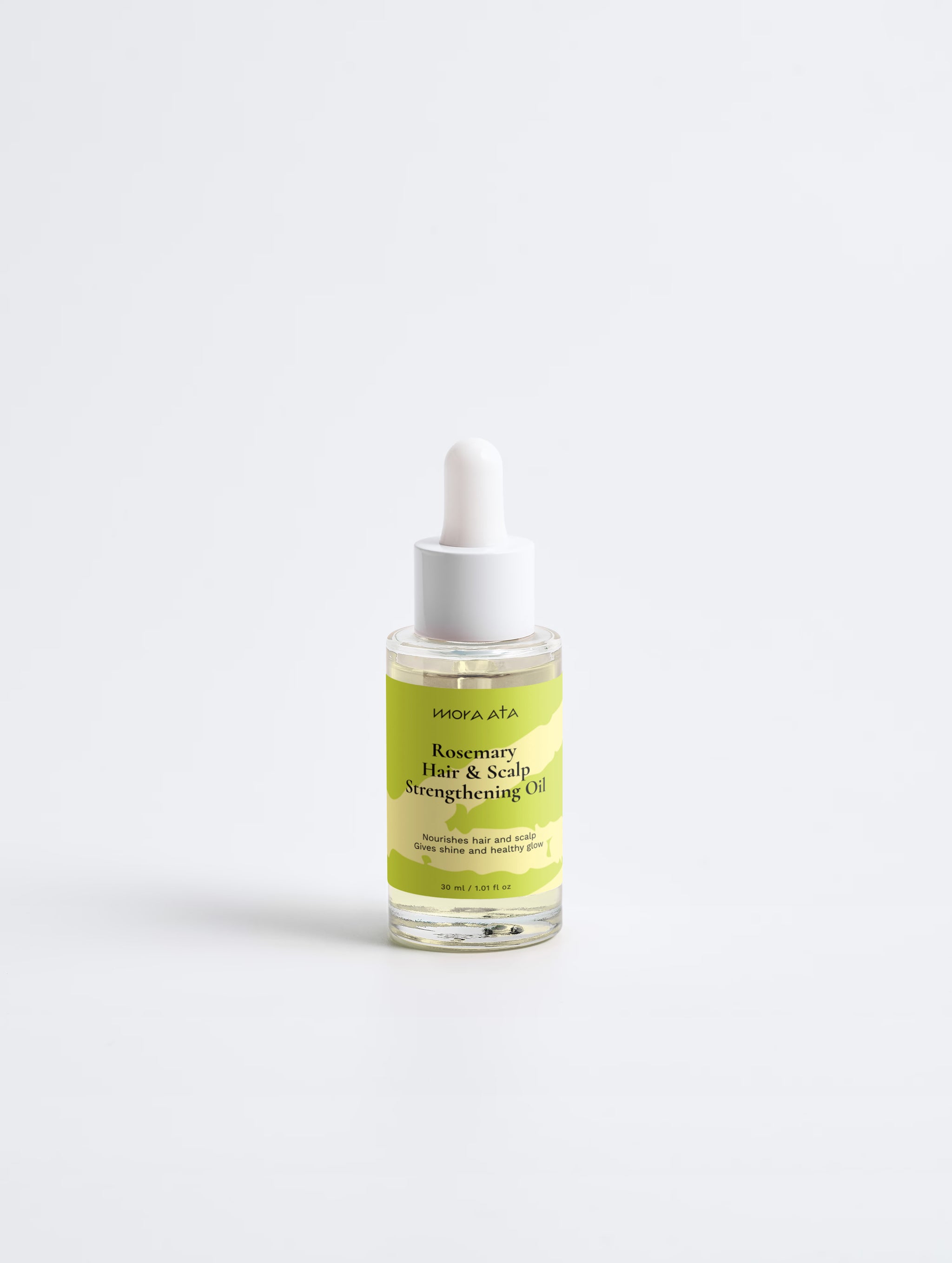 Mora Ata Rosemary Hair and Scalp Strengthening Oil bottle on a white background